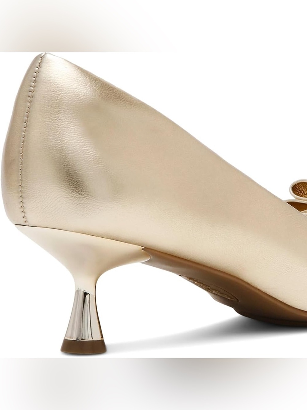 Anne Klein Iflex Gold Satin Bow Mid-Heel Pumps Size 9.5 - Picture 12 of 12